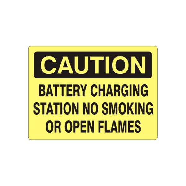 Caution: Battery Charging Station No Smoking Or Open Flames sign - C-050114