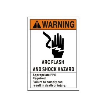 Warning:  Picto Arc Flash And Shock Hazard Appropriate PPE Required sign, Adhesive Vinyl, 3X5 Warning:  Picto Arc Flash And Shock Hazard Appropriate PPE Required sign - AF-651814