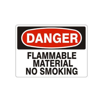 Danger: Flammable Material No Smoking sign, Adhesive Vinyl, 3X5 Danger: Flammable Material No Smoking sign - D-261014