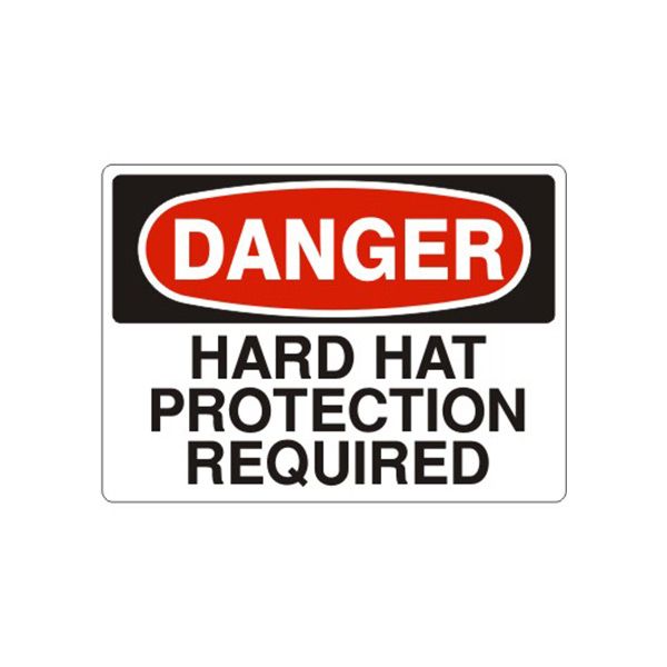 Danger: Hard Hat Protection Required sign - D-371014