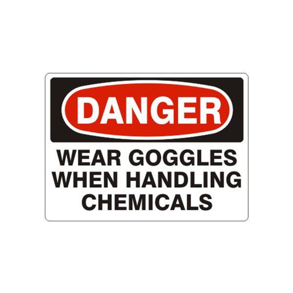 Danger: Wear Goggles When Handling Chemicals sign - D-921314