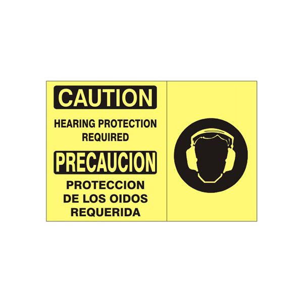 Caution: Hearing Protection Required  Precaucion Proteccion De Los Oidos Requerida W sign - M-991731
