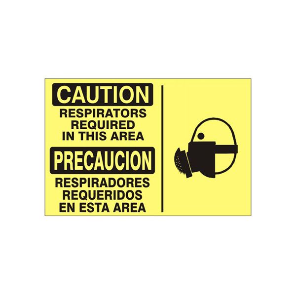 Caution: Caution Respirators Required In This Area  Precaucion Respirador Requeridos En sign - M-993631