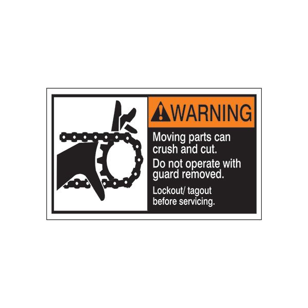 ANSI Header Moving Parts Can Crush And Cut. Don Not operate with guard removed. Follow lockout procedures before servicing.  - ML-161