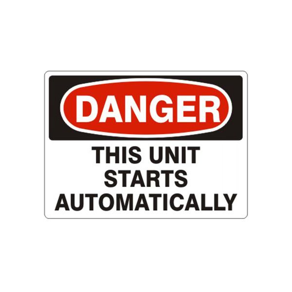 Danger: This Unit Starts Automatically sign - D-811714