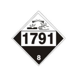 1791 Hypochlorite Solutions, N.O.S. - Class 8 Placard sign, Aluminum (.040), 10.75 1791 Hypochlorite Solutions, N.O.S. - Class 8 Placard sign - DOT-17911