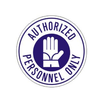 Authorized Personnel Only With Glove Picto  Floor Decal, Anti-Slip, 17” Authorized Personnel Only With Glove Picto  Floor Decal - FD-1