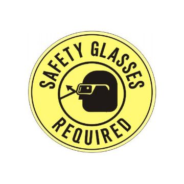 Safety Glasses Required With Eye Protection Picto Floor Decal, Anti-Slip, 17” Safety Glasses Required With Eye Protection Picto Floor Decal - FD-15