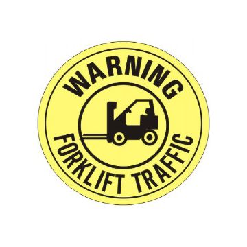 Warning Forklift Traffic With Forklift Picto Floor Decal, Anti-Slip, 17” Warning Forklift Traffic With Forklift Picto Floor Decal - FD-21