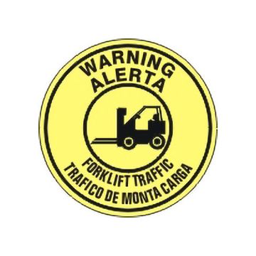 Warning Forklift Traffic / Alerta Trafico De Monta Carga With Forklift Floor Decal, Anti-Slip, 17” Warning Forklift Traffic / Alerta Trafico De Monta Carga With Forklift Floor Decal - FD-47