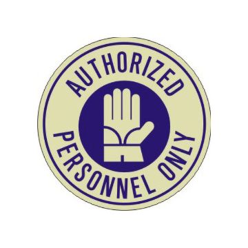 Authorized Personnel Only With Glove Picto Floor Decal Glow, Anti-Slip Glow, 17” Authorized Personnel Only With Glove Picto Floor Decal Glow - FDGL-1