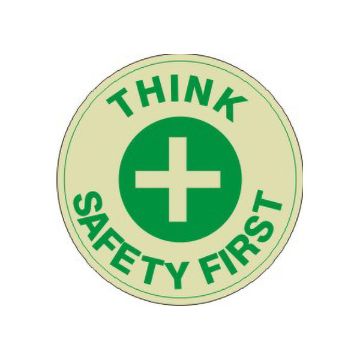 Think Safety First With Cross Picto Floor Decal Glow, Anti-Slip Glow, 17” Think Safety First With Cross Picto Floor Decal Glow - FDGL-27
