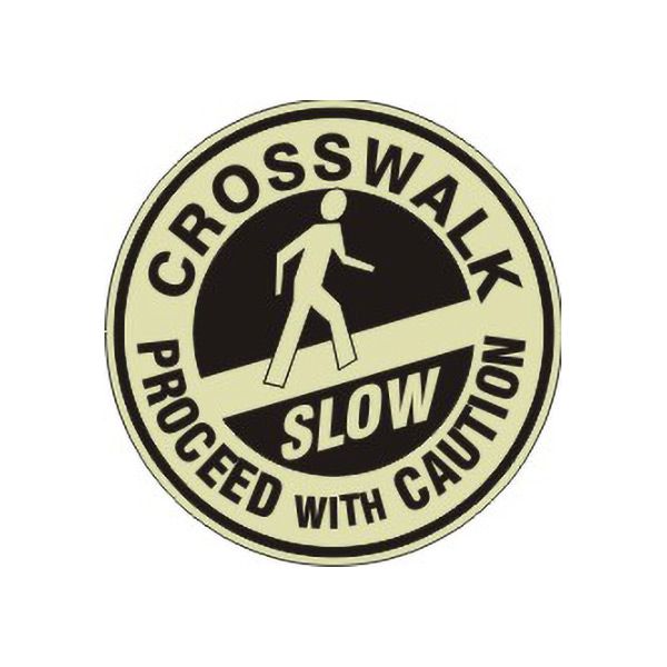 Crosswalk Proceed With Caution Slow With Silhouette Of Person Floor Decal Glow - FDGL-43