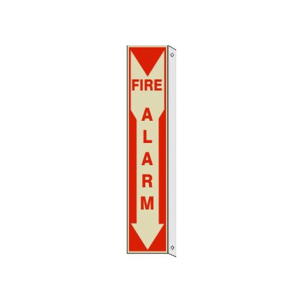 Fire Alarm Wht/Red On Down Arrow With  Flange Glow - FLGL-99013