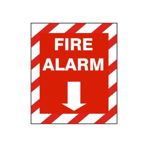Fire Alarm With Down Arrow  Wred/Wht Stripe Border - G-260743