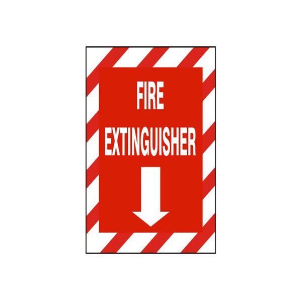 Fire Extinguisher With  Down Arrow  With  Red & Wht Stripe Border - G-262933