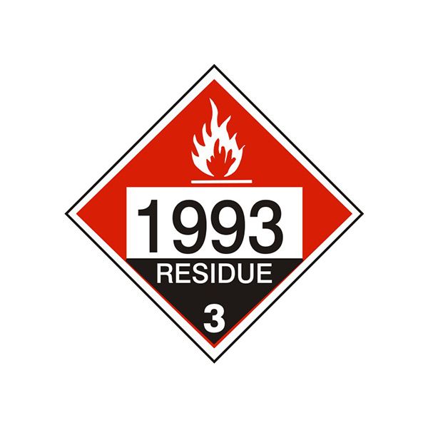 1993 Combustible Liquid Residue - Class 3 Placard sign - DOT-31931