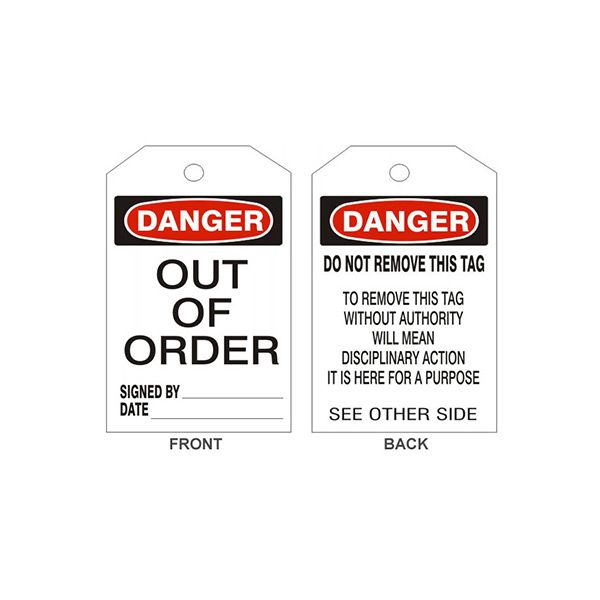 Danger Out Of Order Tags - Back 2 - LT-120-2