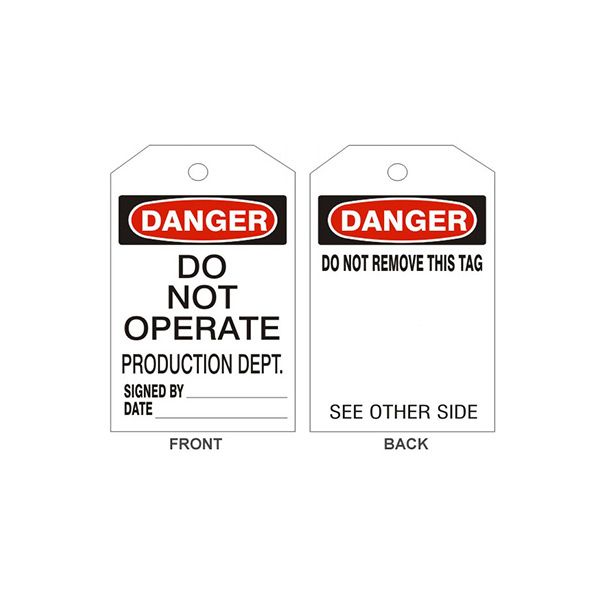 Danger Do Not Operate  Production Dept Tags - Back 1 - LT-136-1