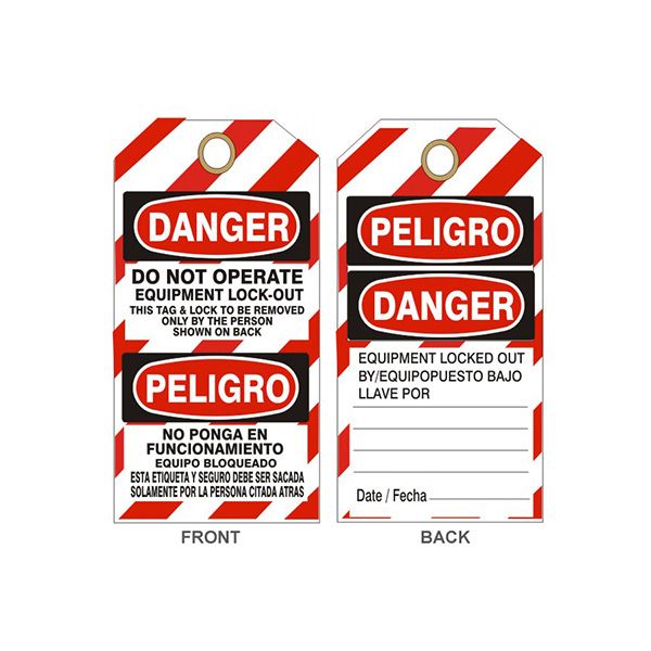 Danger Do Not Operate Equipment Lockout Peligro Tags - TB-1002
