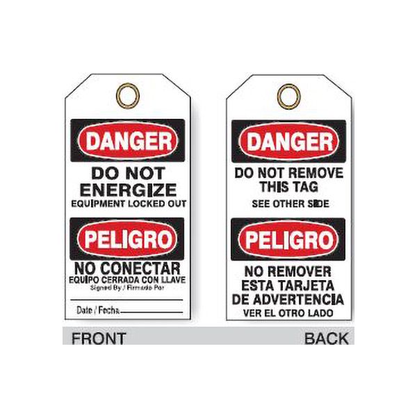 Danger Do Not Energize Equipment Locked Out Tags - LT-1006