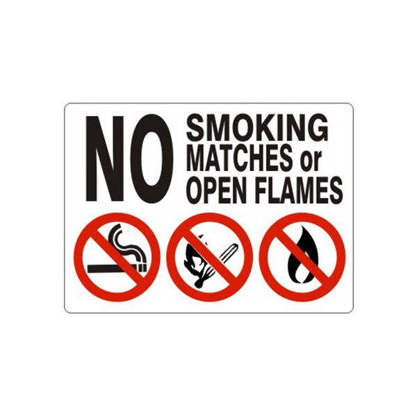 No Smoking Matches Or Open Flames With  No Smoking/Match sign - G-488514