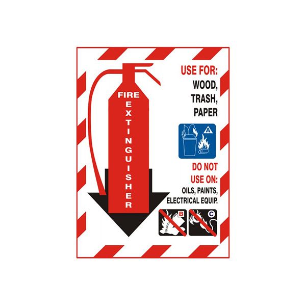 Fire Extinguisher-Use For: Wood  Trash  Paper-Symbols Of Above sign - G-990324