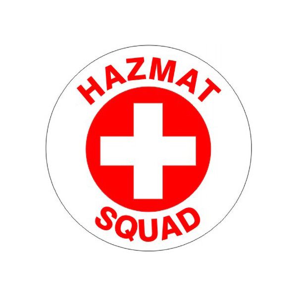 Hazmat Squad With  Wht/Red Circle Cross – Helmet / Hard Hat Markers - HM-33