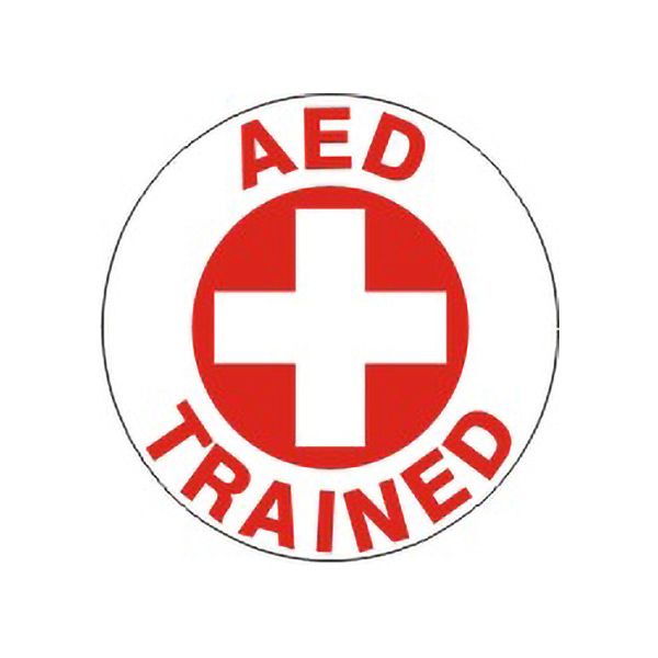 Aed Trained With Picto White Cross In Red Circle – Helmet / Hard Hat Markers - HMR-101