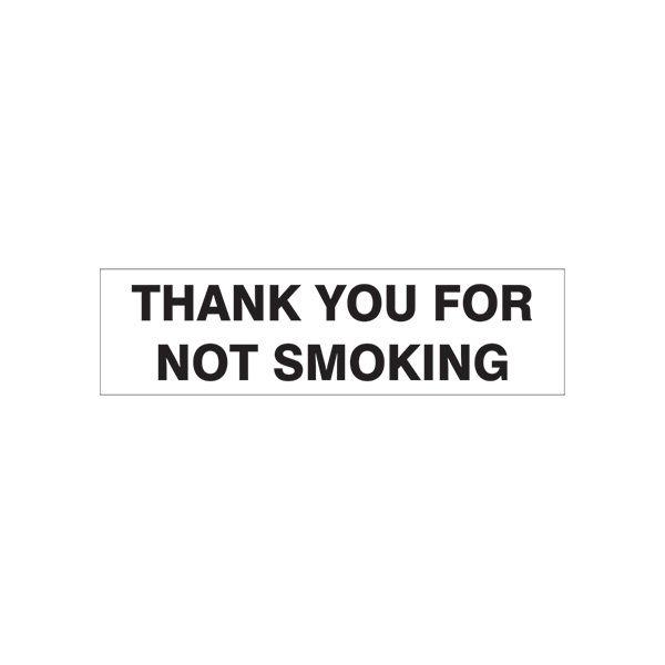 Thank You For Not Smoking Pressure Sensitive Decal - PD-8102