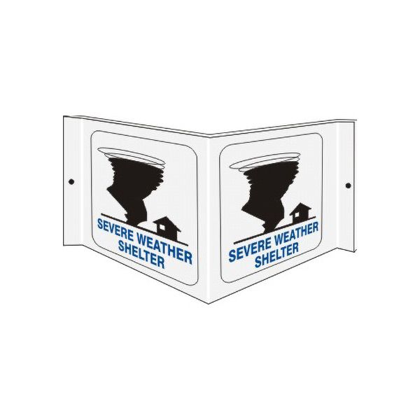 Three dimensional Severe Weather Shelter With Tornado And House Symbols - Projecting Wall sign - PWS-70