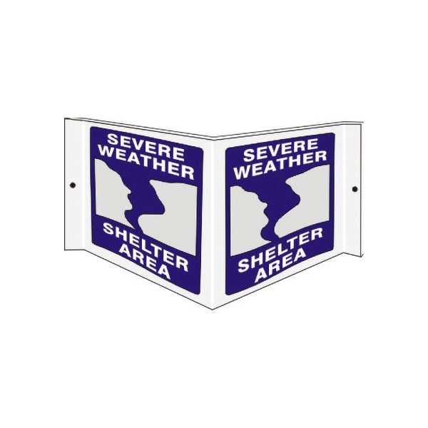 Three dimensional Severe Weather Shelter Area With  Tornado Symbol - Projecting Wall sign - PWS-72