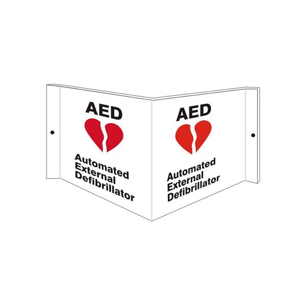 Three dimensional Aed Red Heart With  Flash - Projecting Wall Sign sign - PWS-100