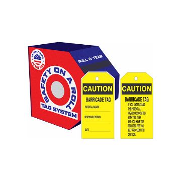 Caution Barricade Tag Potential Hazard Tag, Synthetic Roll 100, 6X3 Caution Barricade Tag Potential Hazard Tag - RT1-312