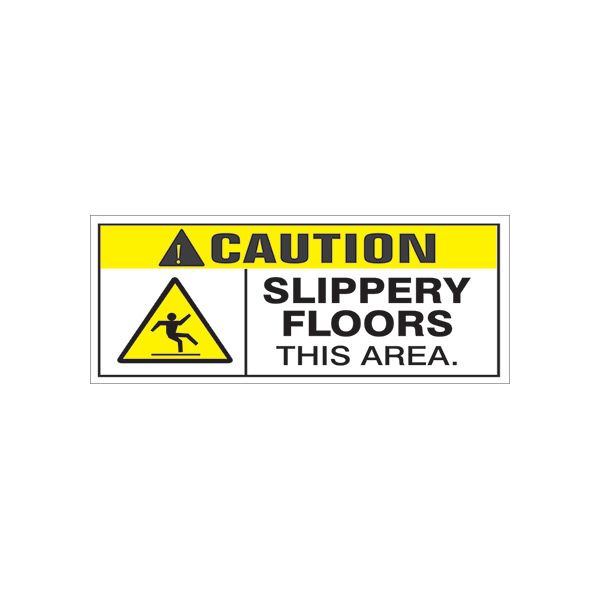 Caution Slippery Floors This Area With Picto - Reinforced White Vinyl banner. - SB-421