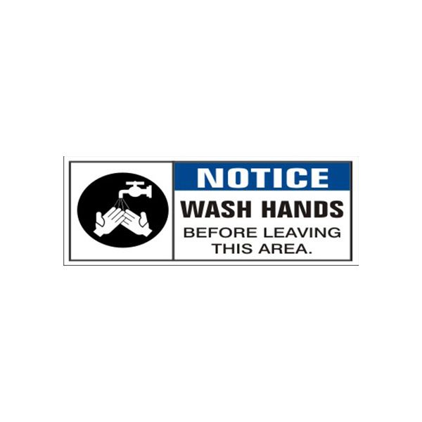 Notice Wash Hands Before Leaving This Area With Picto  Of banner. - SB-424