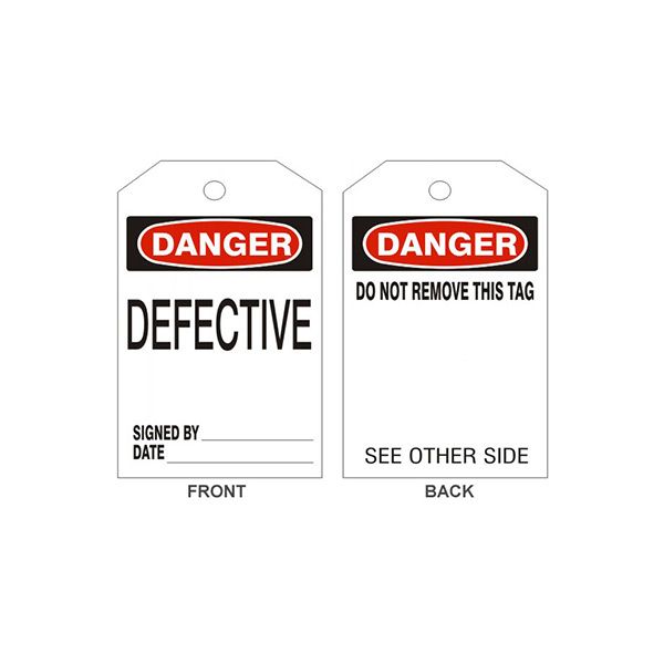 Danger Defective Tags - Back 1, Rigid Vinyl, 6.125X3