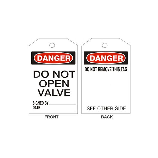 Danger Do Not Open Valve Tags - Back 1, Tagboard, 6.125X3