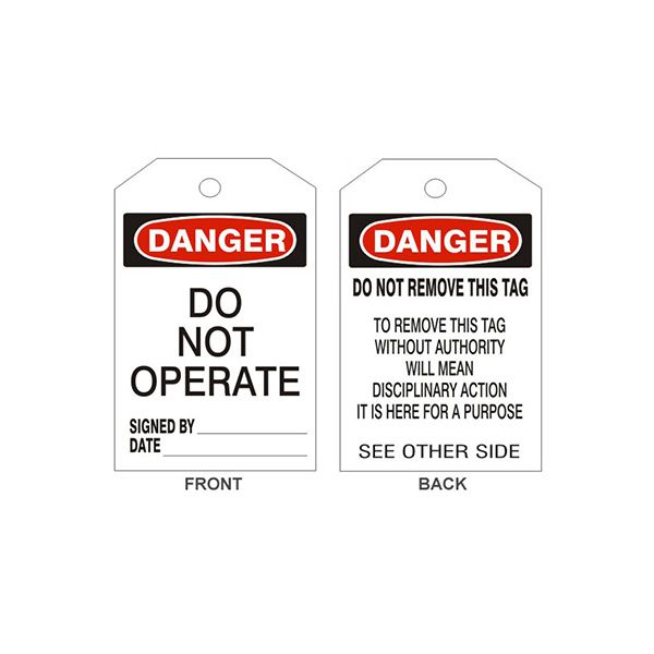 Danger Do Not Operate Tags - Back 2, Tagboard, 6.125X3