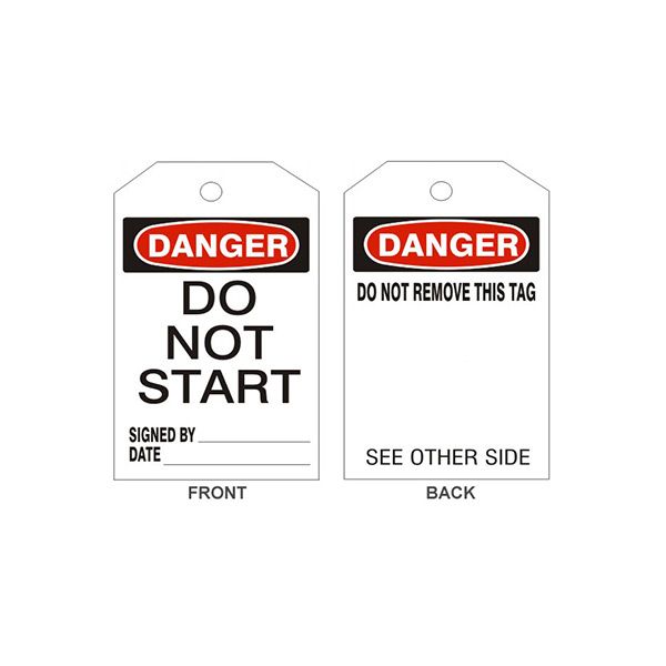 Danger Do Not Start Tags - Back 1, Rigid Vinyl, 6.125X3