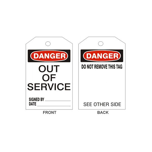 Danger Out Of Service Tags - Back 1, Tagboard, 6.125X3