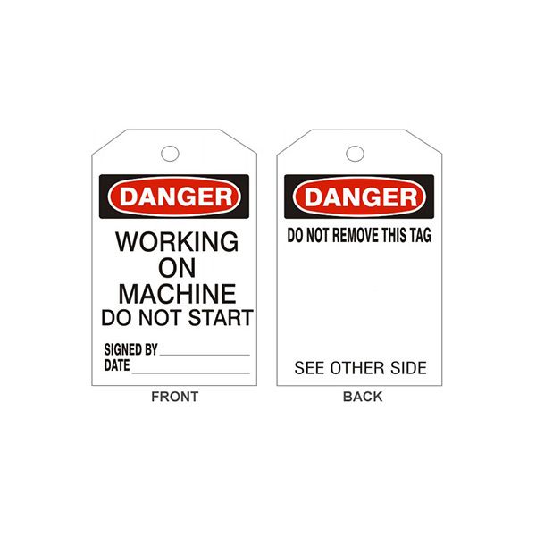 Danger Working On Machine Do Not Start Tags - Back 1, Tagboard, 6.125X3