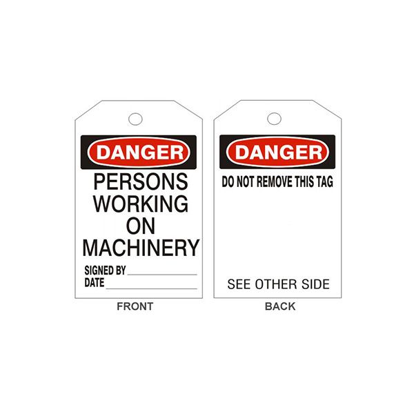 Danger Persons Working On Machinery Tags - Back 1, Tagboard, 6.125X3