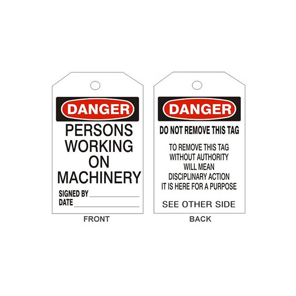 Danger Persons Working On Machinery Tags - Back 2, Tagboard, 6.125X3