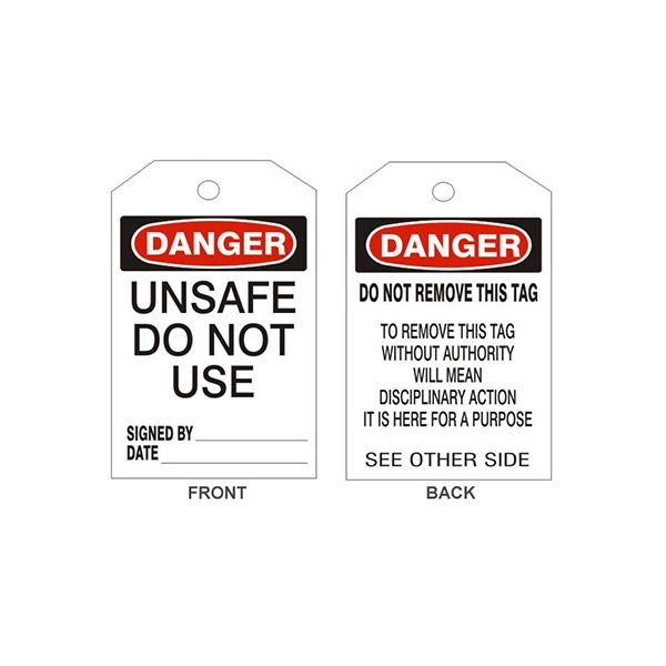 Danger Unsafe Do Not Use Tags - Back 2, Tagboard, 6.125X3
