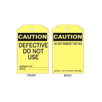 Caution Defective Do Not Use Tag - TB-304 Caution Defective Do Not Use Tag, Tagboard, 6.125X3