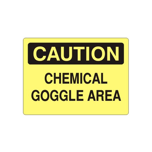 Caution: Chemical Goggle Area sign, Adhesive Vinyl, 14X20