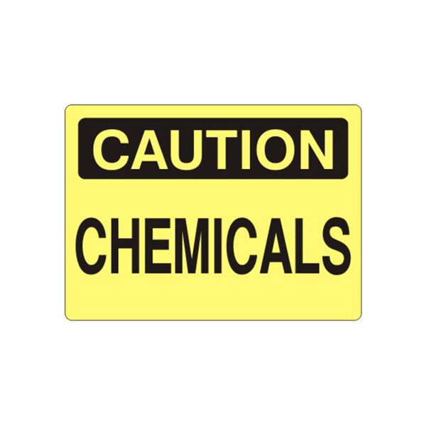 Caution: Chemicals sign, Plastic (.040), 14X20