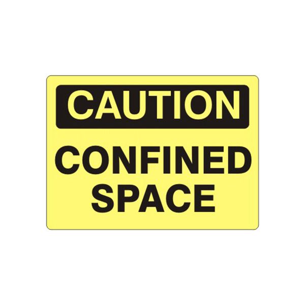 Caution: Confined Space sign, Plastic (.040), 7X10