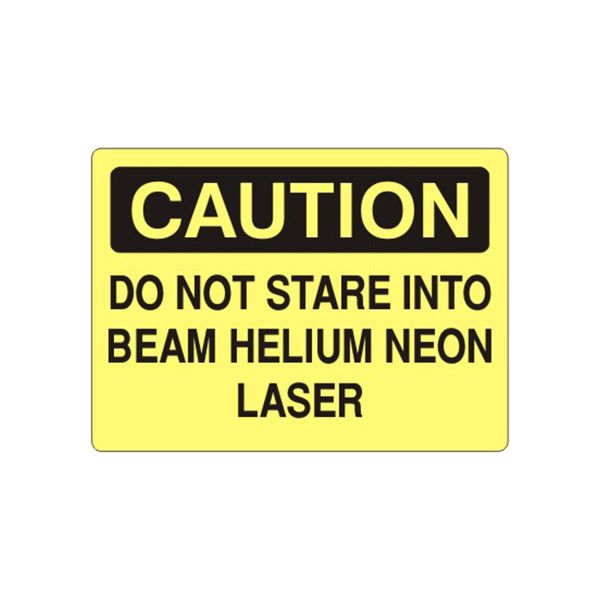 Caution: Do Not Stare Into Beam Helium Neon Laser sign, Adhesive Vinyl, 7X10
